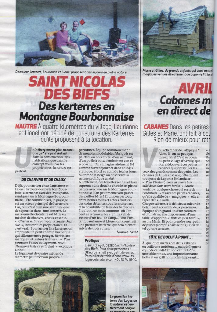 article de presse dédié aux kerterres de St Nicolas des Biefs