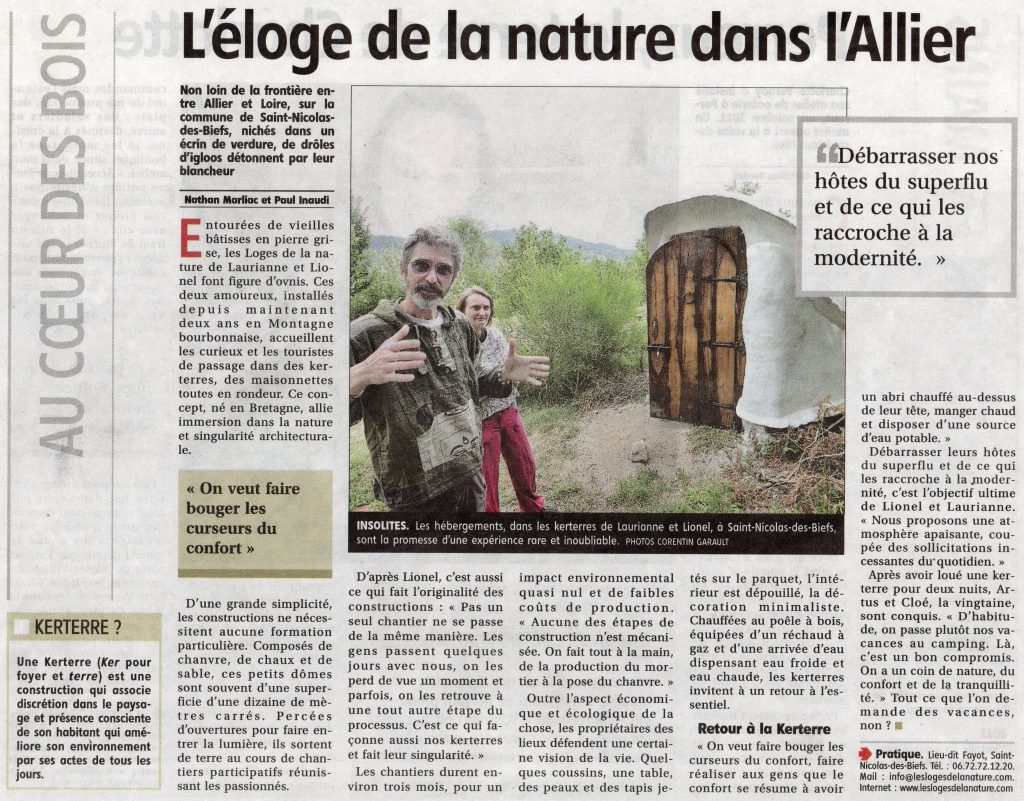 Article du journal Le Pays Aout 2022 dédié aux kerterres de St Nicolas des Biefs