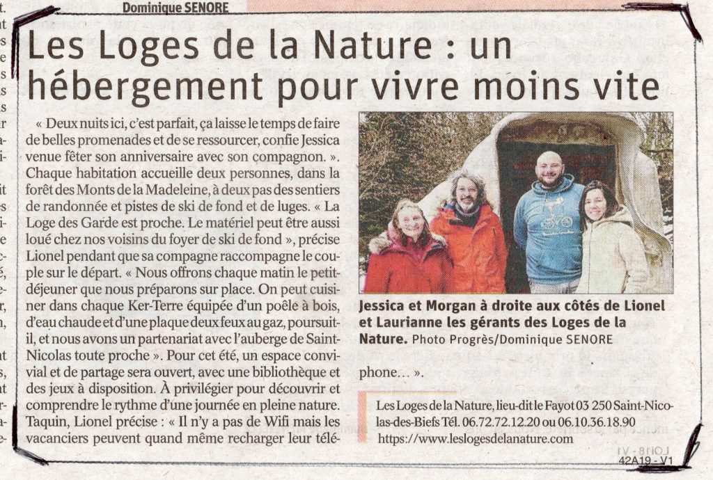 Article dans la Tribune du Roannais